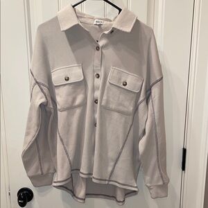 BKE Beige Button-Up Waffle Knit Shirt